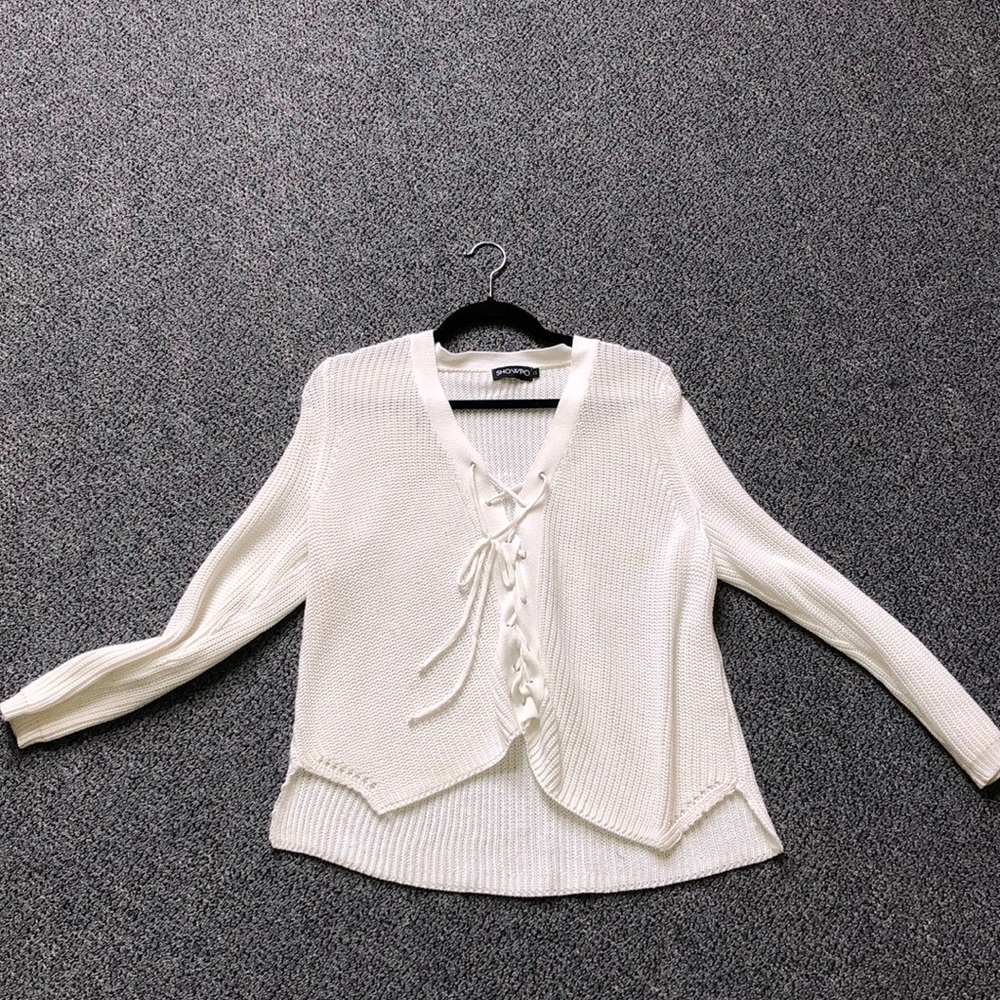 Tie up white sweater from Showpo